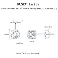 Brilliant Cut Diamond Solitaire Stud Earrings in Prong Setting