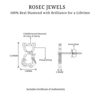 Certified diamond cat stud earrings by Rosec Jewels featuring sparkling diamond accents on elegant earring posts.