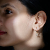 Rosec Jewels Diamond Star Drop Hoop Earrings with sparkling star-shaped diamonds and classic hoop design.