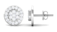 Natural Diamond Round Earrings with Screw Back