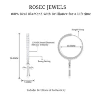 Rosec Jewels certified diamond cross drop hoop earrings, silver-tone earrings with sparkling diamond accents.