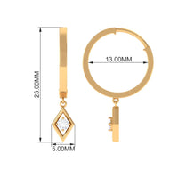 Rosec Jewels diamond drop hoop earrings with minimalist design and certification, featuring sparkling diamonds on sleek hoops.