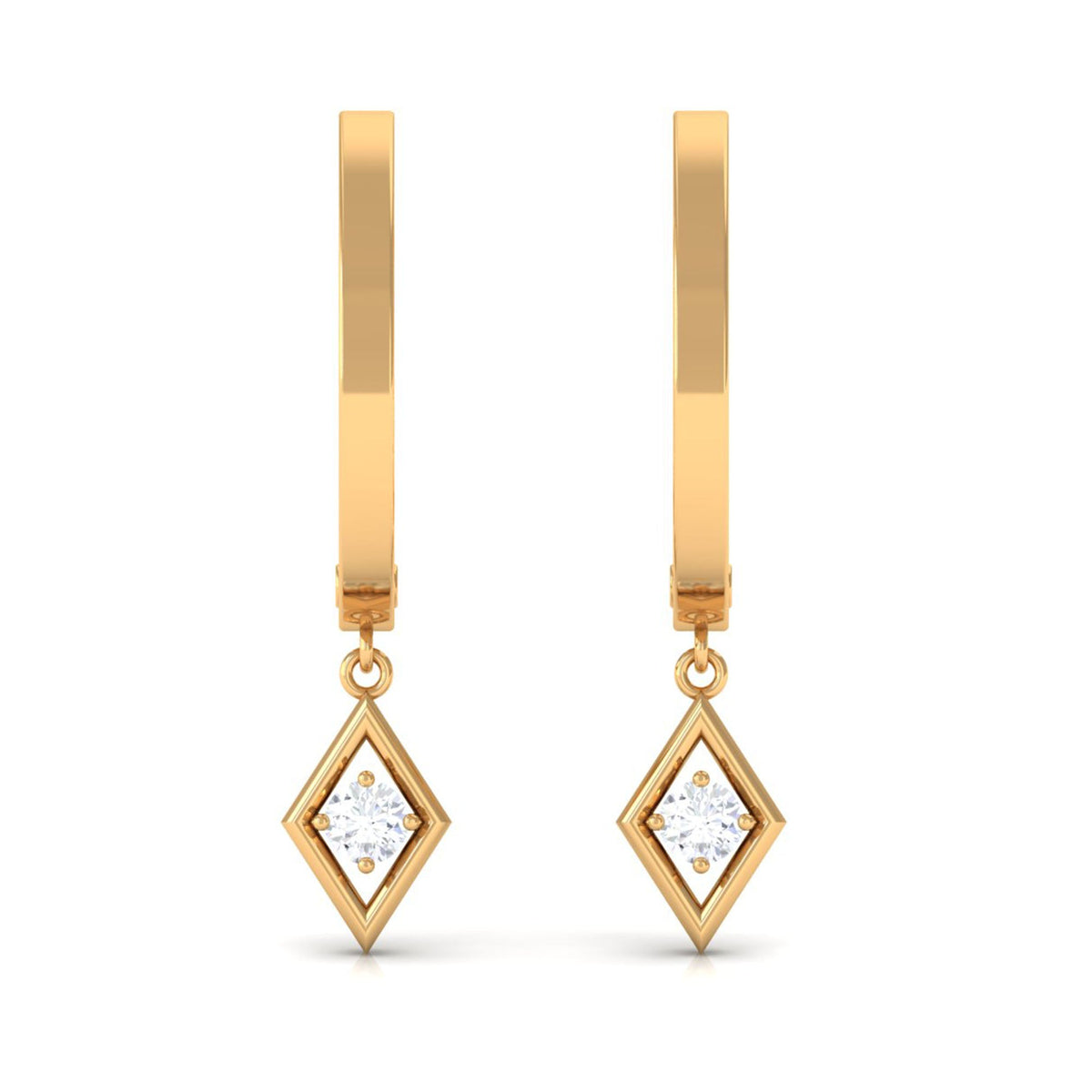Rosec Jewels minimal diamond drop hoop earrings with certificate, featuring sleek gold hoops and sparkling diamonds.