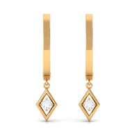 Rosec Jewels minimal diamond drop hoop earrings with certificate, featuring sleek gold hoops and sparkling diamonds.