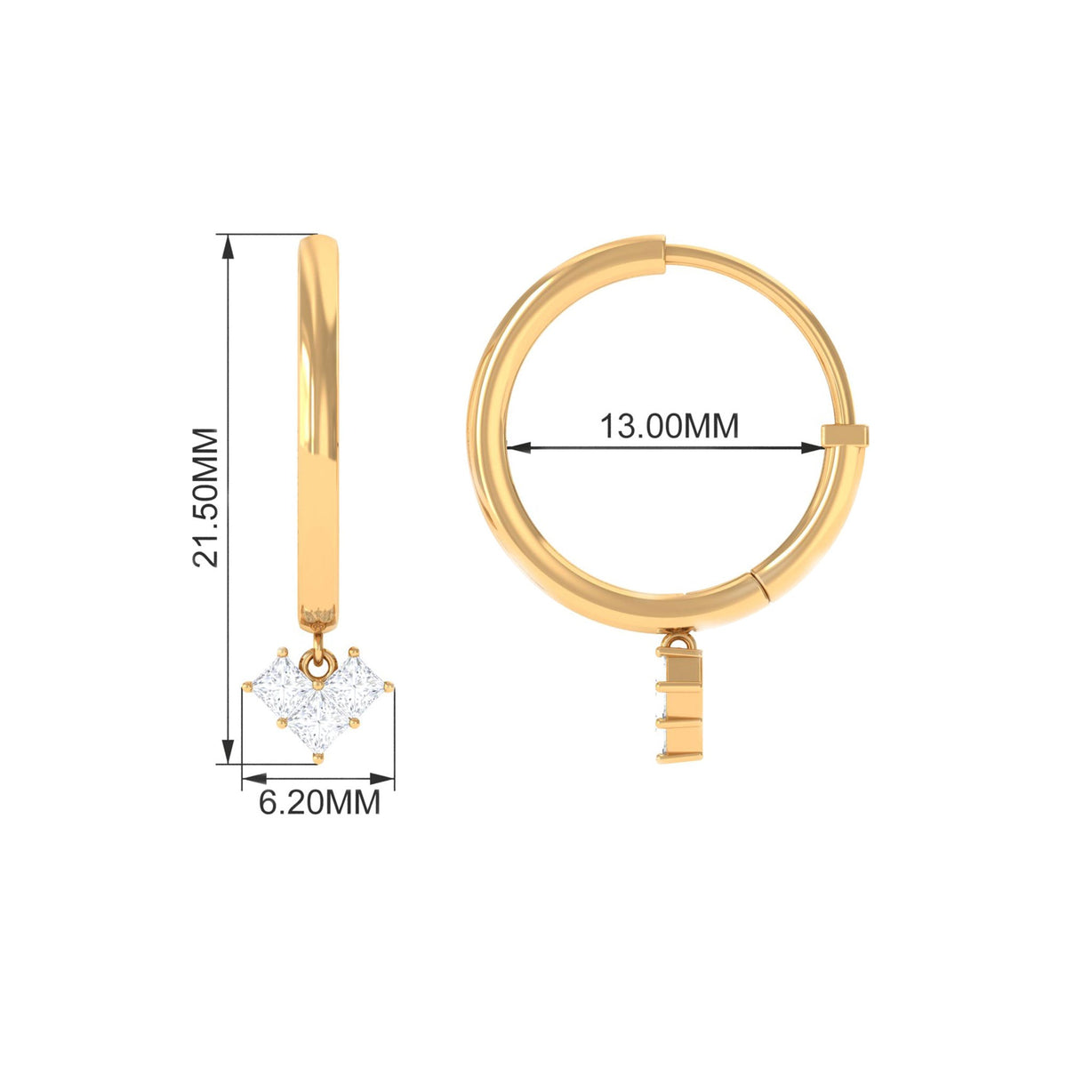 Minimal diamond drop earrings with hinged hoop from Rosec Jewels, featuring sleek design and sparkling diamonds.