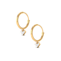 Rosec Jewels minimal diamond drop earrings with hinged hoop, featuring sparkling diamonds and elegant gold setting.