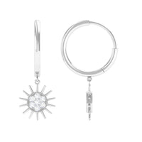 Certified Diamond Sunburst Hoop Earrings by Rosec Jewels featuring sparkling diamond accents and a radiant sunburst design.