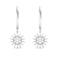 Certified diamond sunburst hoop earrings by Rosec Jewels featuring sparkling diamond accents and a bold hoop design.