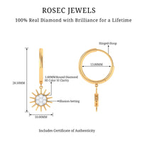 Certified diamond Sunburst hoop earrings by Rosec Jewels featuring sparkling diamond accents and a stylish hoop design.