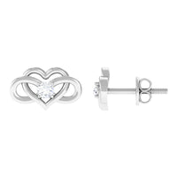 Natural Diamond Infinity Heart Earrings with Screw Back