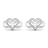 Natural Diamond Infinity Heart Earrings with Screw Back