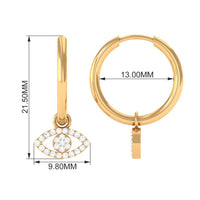 Natural diamond evil eye drop hoop earrings by Rosec Jewels, featuring sparkling diamonds and elegant hoop design.