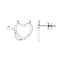 Round diamond devil heart earrings by Rosec Jewels featuring sparkling diamond accents and a unique devil heart design.