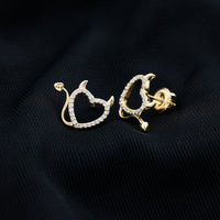 Round diamond devil heart earrings by Rosec Jewels featuring sparkling diamond accents and a unique devil heart design.