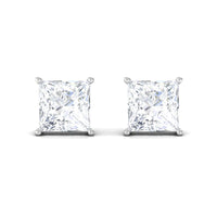 Natural Princess Cut Diamond Stud Earrings with Certificate