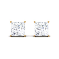 Natural Princess Cut Diamond Stud Earrings with Certificate