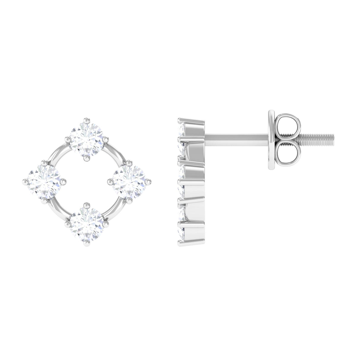 Natural Womens Diamond Stud Earrings with Screw Back
