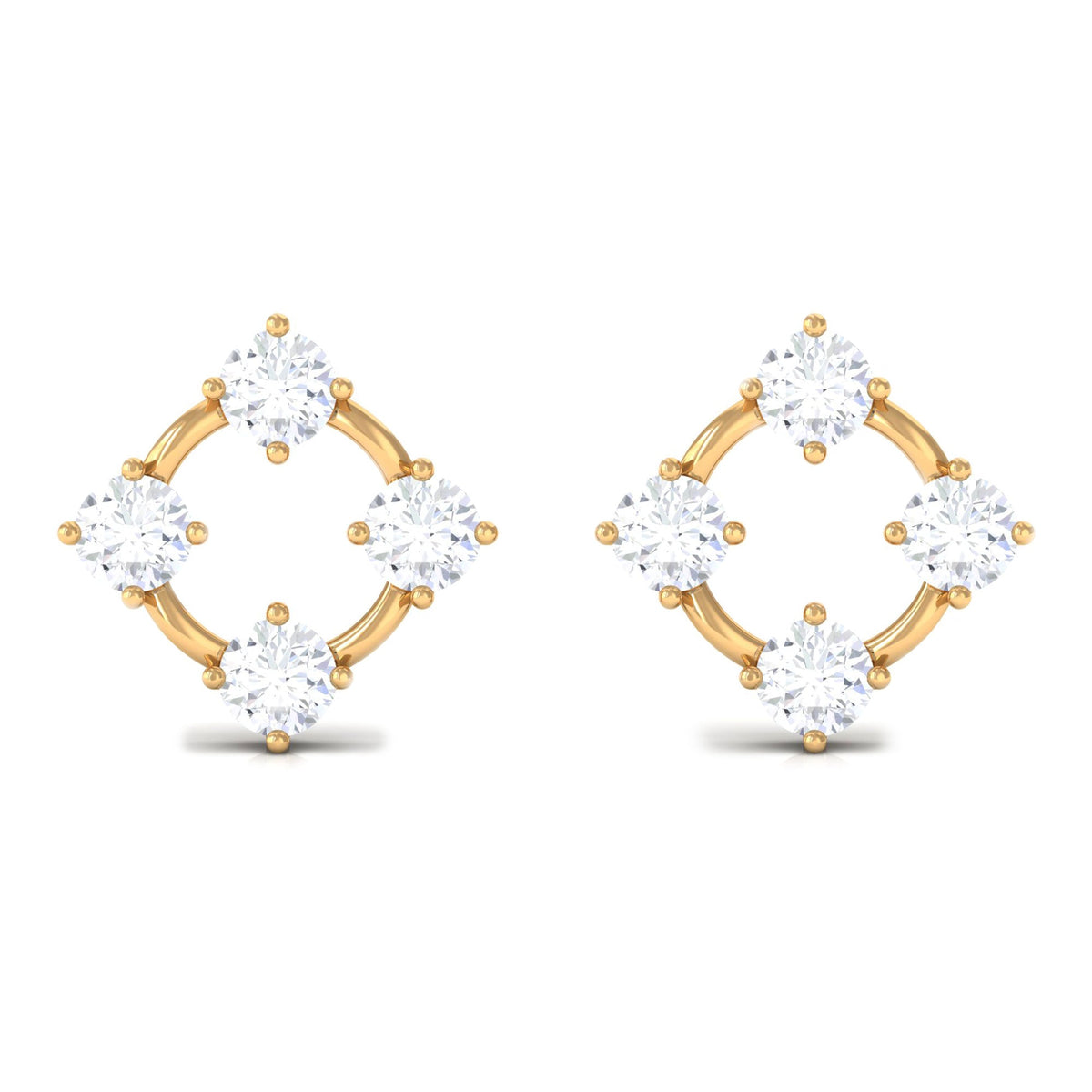 Natural Womens Diamond Stud Earrings with Screw Back