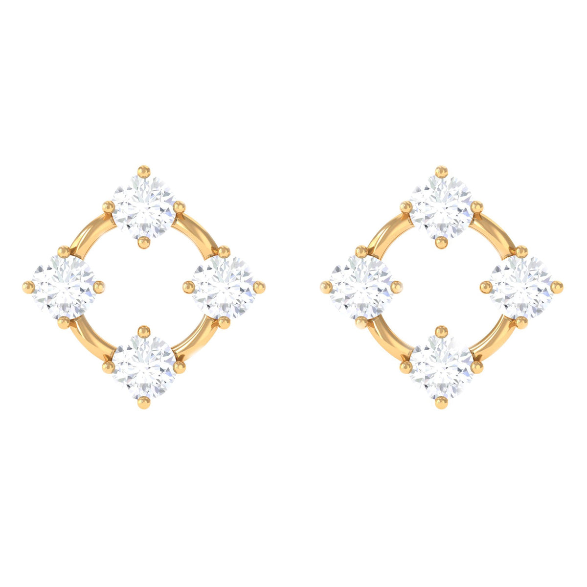 Natural Womens Diamond Stud Earrings with Screw Back