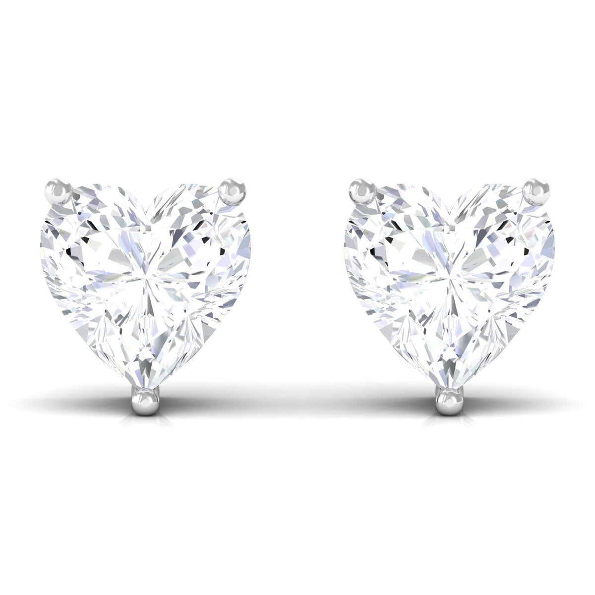 Certified Real Diamond Heart Shaped Earrings with Screw Back
