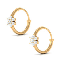 Rosec Jewels diamond flower hoop earrings for women, featuring intricate floral design and sparkling diamonds.
