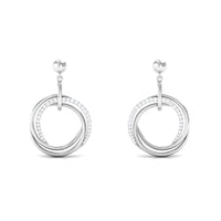 Round cut diamond drop earrings with screw back closure by Rosec Jewels, showcasing sparkling diamonds and elegant design.