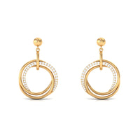 Round cut diamond drop earrings by Rosec Jewels with screw back closure, featuring sparkling diamond accents and elegant design.