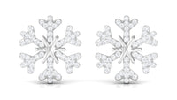 Natural Diamond Snowflake Earrings with Screw Back