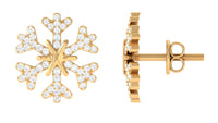 Natural Diamond Snowflake Earrings with Screw Back