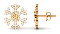 Natural Diamond Snowflake Earrings with Screw Back