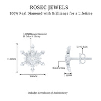 Bezel Set Diamond Snowflake Stud Earrings