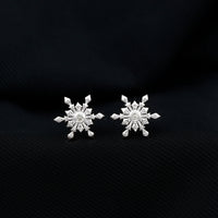 Bezel Set Diamond Snowflake Stud Earrings