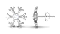 Minimal Diamond Snowflake Earrings with Screw Back