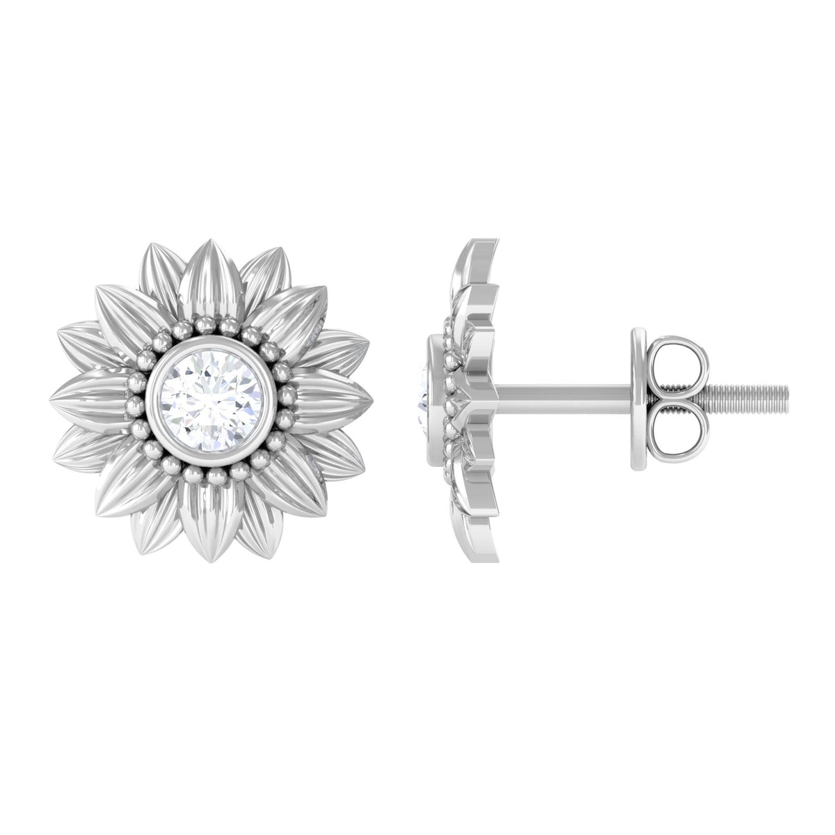Rosec Jewels Diamond Sunflower Stud Earrings for women, featuring sparkling sunflower-shaped diamond designs.