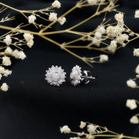 Rosec Jewels diamond sunflower stud earrings for women, featuring sparkling diamond accents and sunflower design.