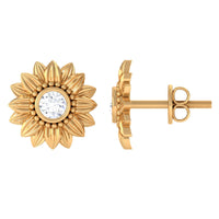 Rosec Jewels diamond sunflower stud earrings for women featuring sparkling diamond accents and sunflower design.