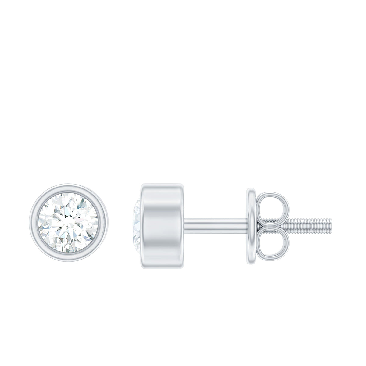 Minimalistic Bezel Set Diamond Stud Earrings