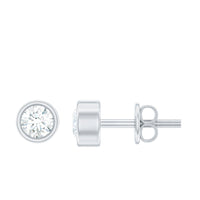 Minimalistic Bezel Set Diamond Stud Earrings