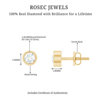 Minimalistic Bezel Set Diamond Stud Earrings