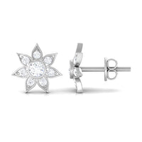 Natural Diamond Flower Earrings with Screw Back