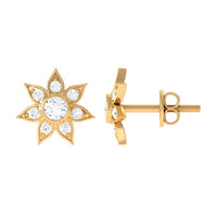 Natural Diamond Flower Earrings with Screw Back