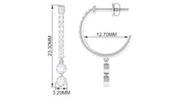 Diamond Hoop Drop Earrings in Bezel Setting