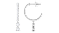 Diamond Hoop Drop Earrings in Bezel Setting