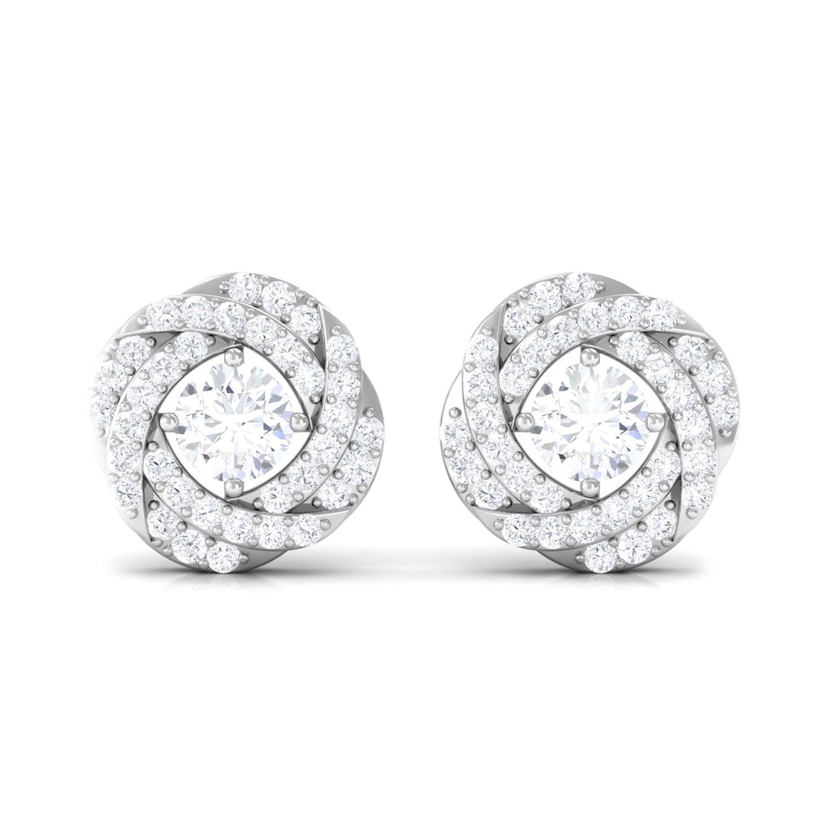 Classic Diamond Cluster Earrings with Screw Back