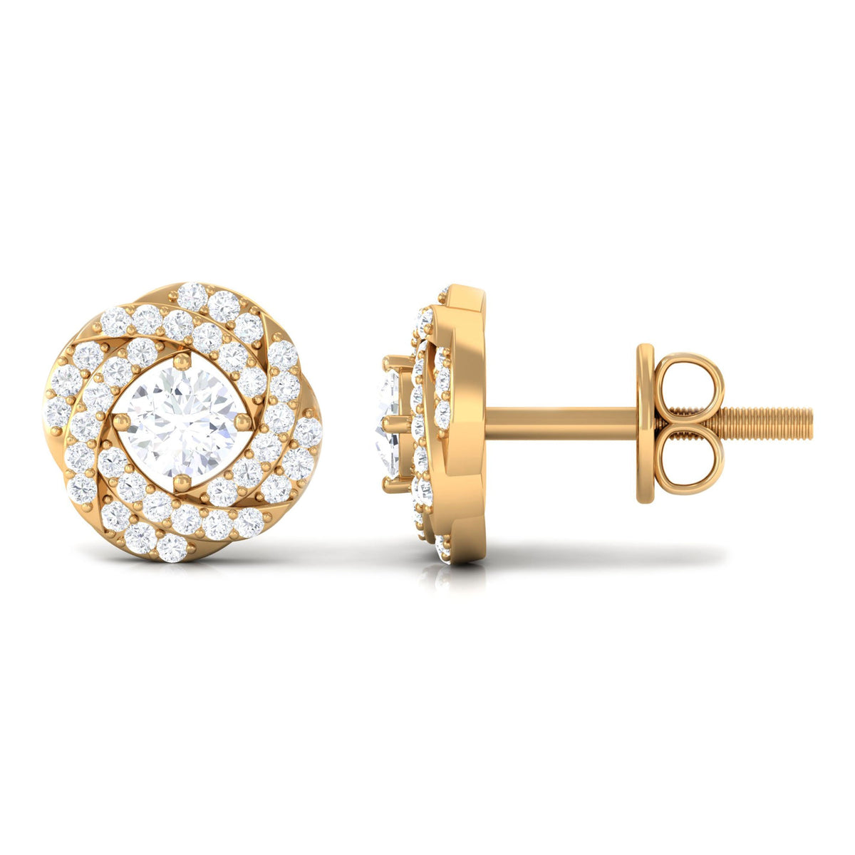 Classic Diamond Cluster Earrings with Screw Back