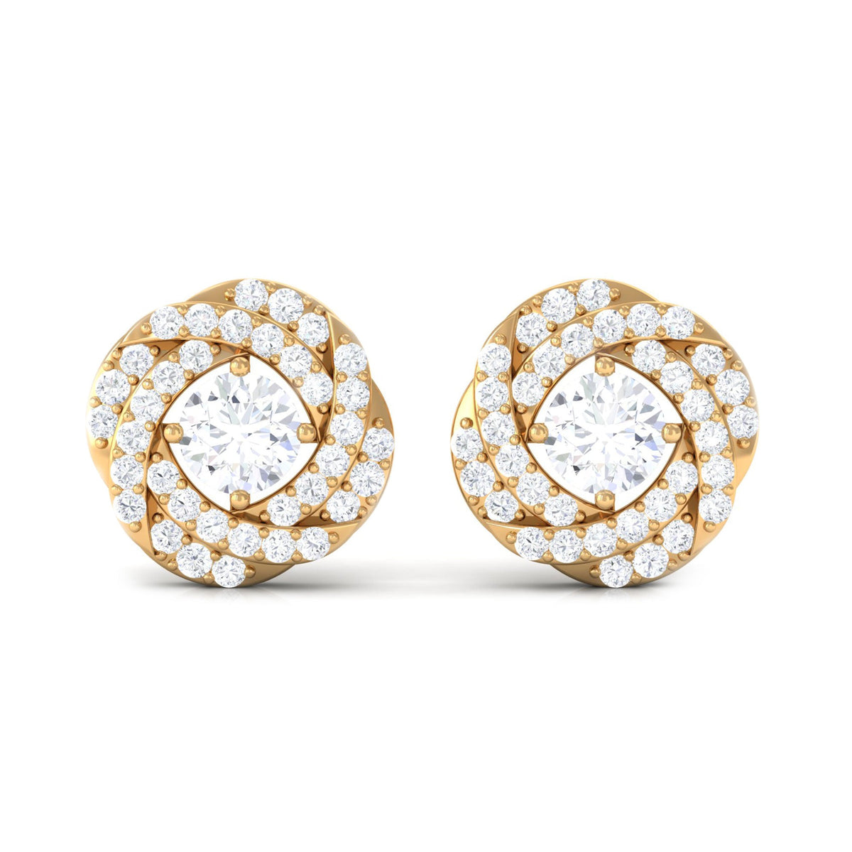 Classic Diamond Cluster Earrings with Screw Back