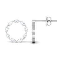 Natural Marquise Diamond Circle Earrings Studs with Screw Back