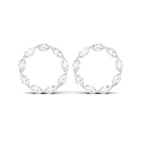 Natural Marquise Diamond Circle Earrings Studs with Screw Back