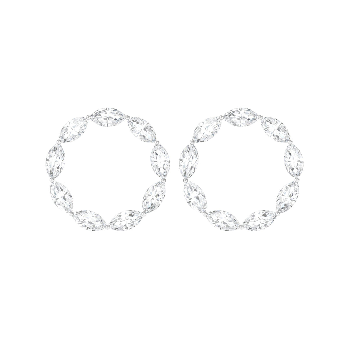 Natural Marquise Diamond Circle Earrings Studs with Screw Back