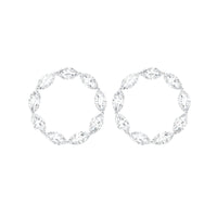 Natural Marquise Diamond Circle Earrings Studs with Screw Back